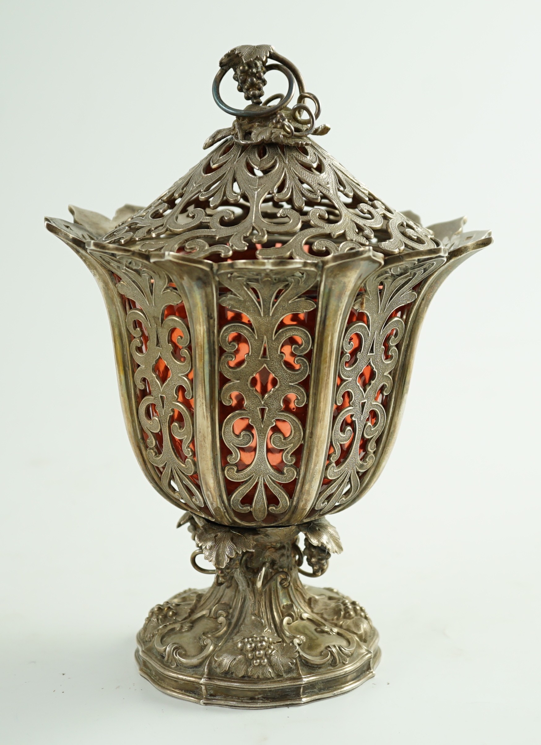 An early Victorian pierced silver sugar vase and cover, by Robinson, Edkins & Aston